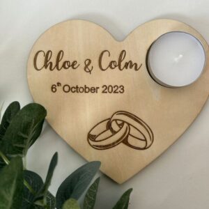 wooden engraved candle holder