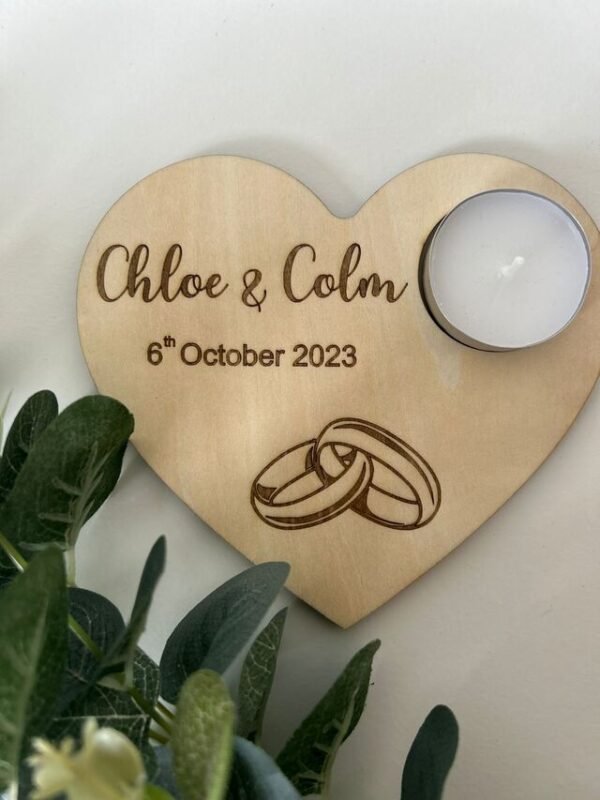 wooden engraved candle holder