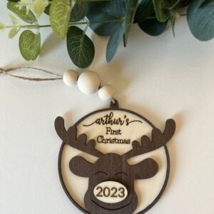 wooden laser cut and engraved christmas ornament