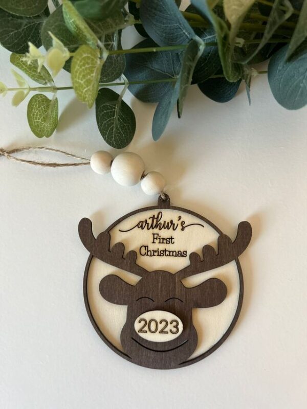 wooden laser cut and engraved christmas ornament