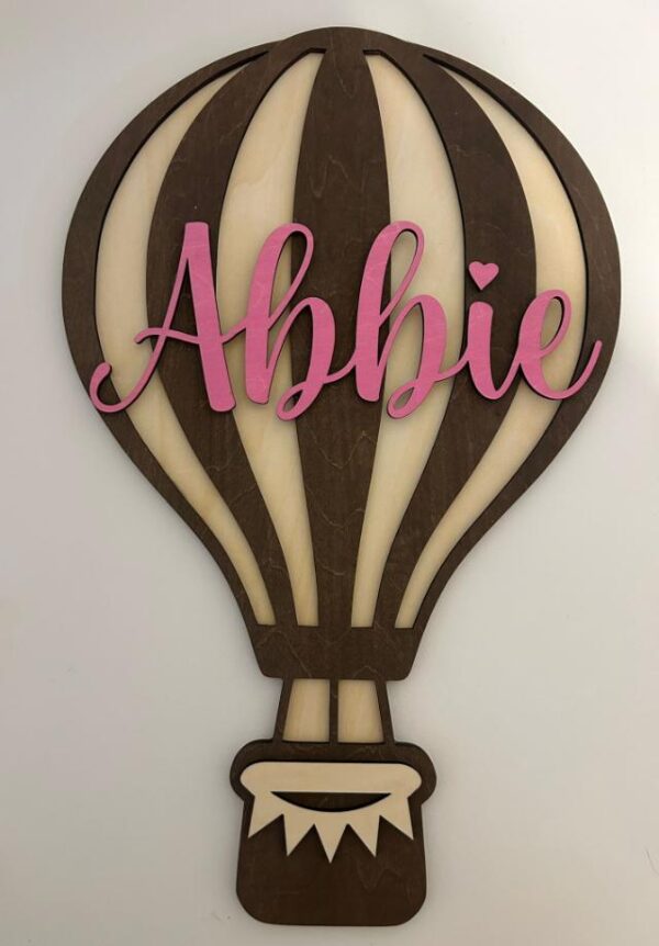 laser cut balloon sign for nursery room