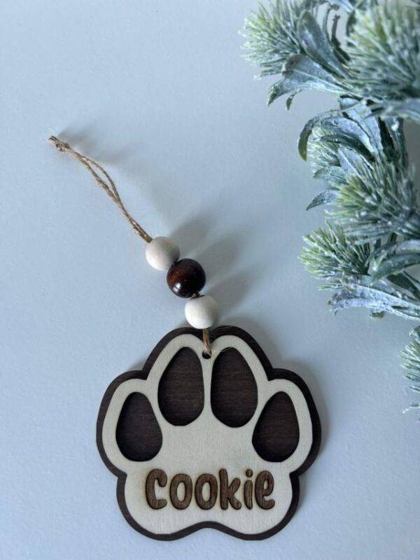 xmas ornament in shape of a paw