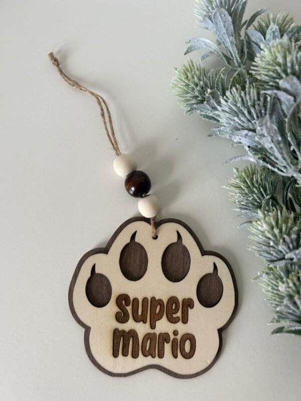 xmas ornament in shape of a paw