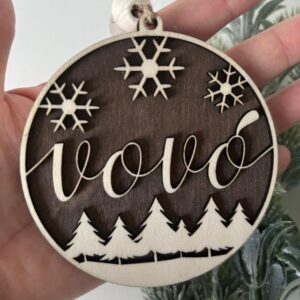 xmas ornament with forest and name engraved