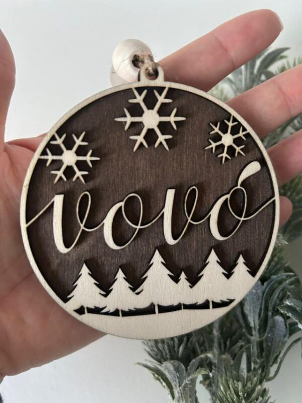 xmas ornament with forest and name engraved